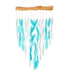 Large Glass Leaves on Driftwood Chime - Blue