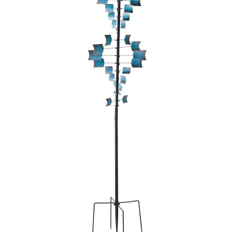 Large Metal Spiral Spinner with Blue and Copper-Colored Vanes