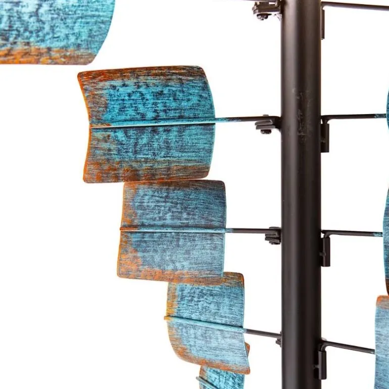 Large Metal Spiral Spinner with Blue and Copper-Colored Vanes