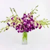 Large Orchid Bunch in Glass Vase - Purple