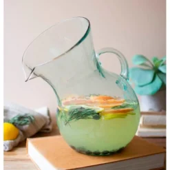 Large Recycled Glass-Tilted Pitcher