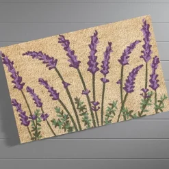 Lavender Blooms Natural Coir Doormat