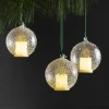 LED Candle and Glass Ornaments, Set of 3