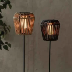 LED Solar Wicker Stake Light with Flame