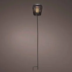 LED Solar Wicker Stake Light with Flame