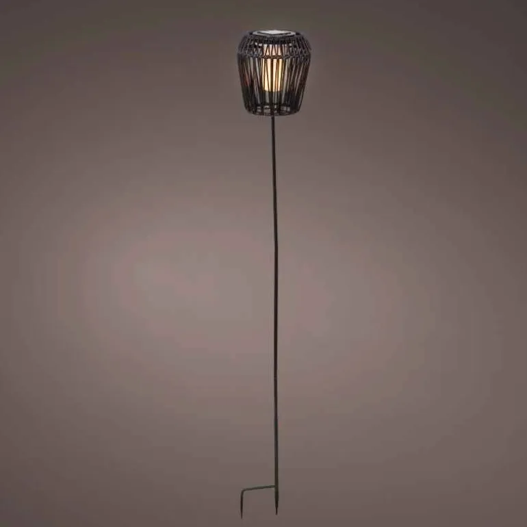 LED Solar Wicker Stake Light with Flame