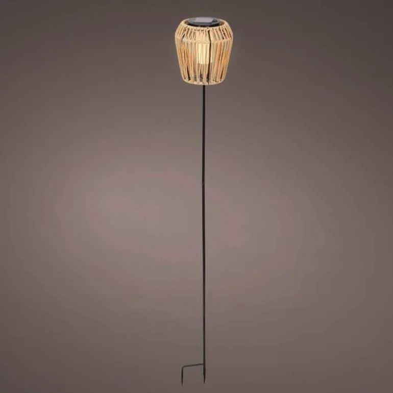 LED Solar Wicker Stake Light with Flame