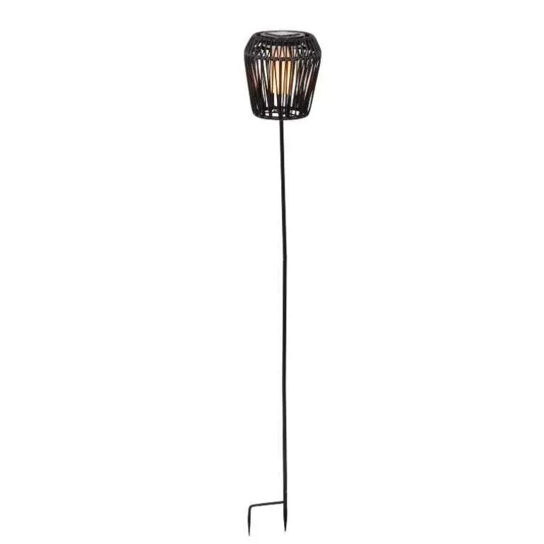 LED Solar Wicker Stake Light with Flame