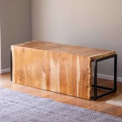 Live-edge Acacia Wood Waterfall Bench