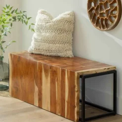Live-edge Acacia Wood Waterfall Bench