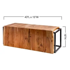 Live-edge Acacia Wood Waterfall Bench