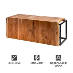 Live-edge Acacia Wood Waterfall Bench