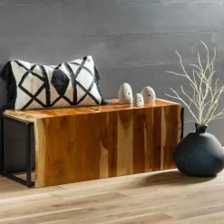 Live-edge Acacia Wood Waterfall Bench