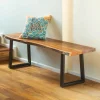 Live Edge Bench with Metal Base