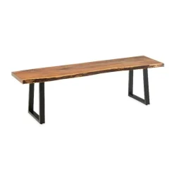Live Edge Bench with Metal Base