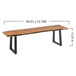 Live Edge Bench with Metal Base