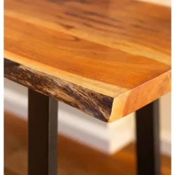 Live Edge Bench with Metal Base
