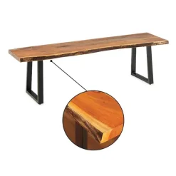 Live Edge Bench with Metal Base