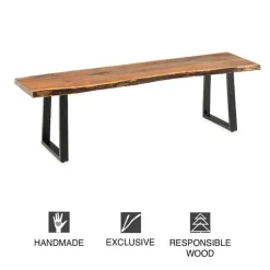 Live Edge Bench with Metal Base