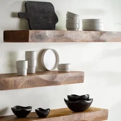 Live-Edge Mango Wood Floating Shelf, 24"L x 10"W