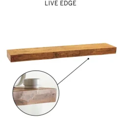 Live-Edge Mango Wood Floating Shelf, 48