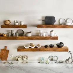 Live-Edge Mango Wood Floating Shelf, 60"L x 10"W