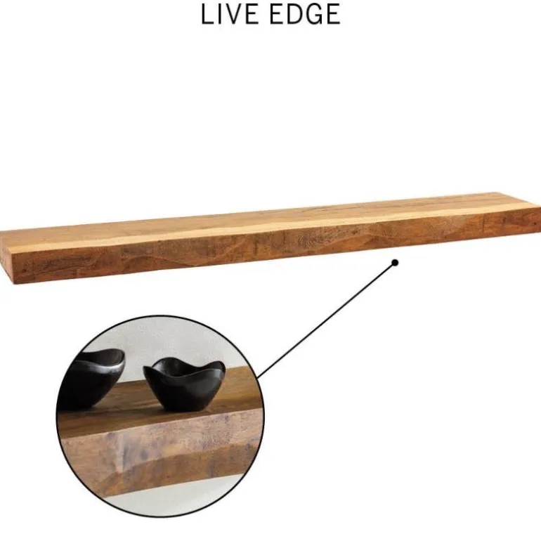 Live-Edge Mango Wood Floating Shelf, 60"L x 10"W