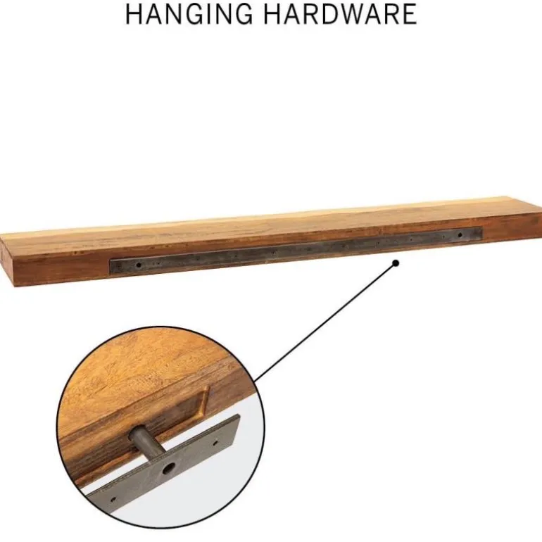 Live-Edge Mango Wood Floating Shelf, 60"L x 10"W