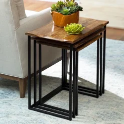 Live-Edge Reclaimed Wood Nesting Tables, Set of 3