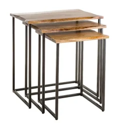 Live-Edge Reclaimed Wood Nesting Tables, Set of 3