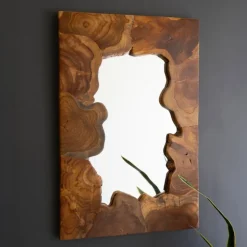 Live Edge Teak Wood Framed Mirror