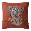 Mandala Elephant Applique Throw Pillow, 18" sq.
