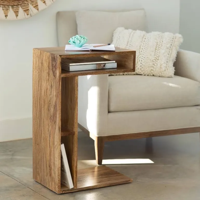 Mango Wood Sofa Slider End Table