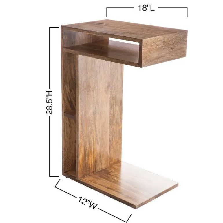 Mango Wood Sofa Slider End Table