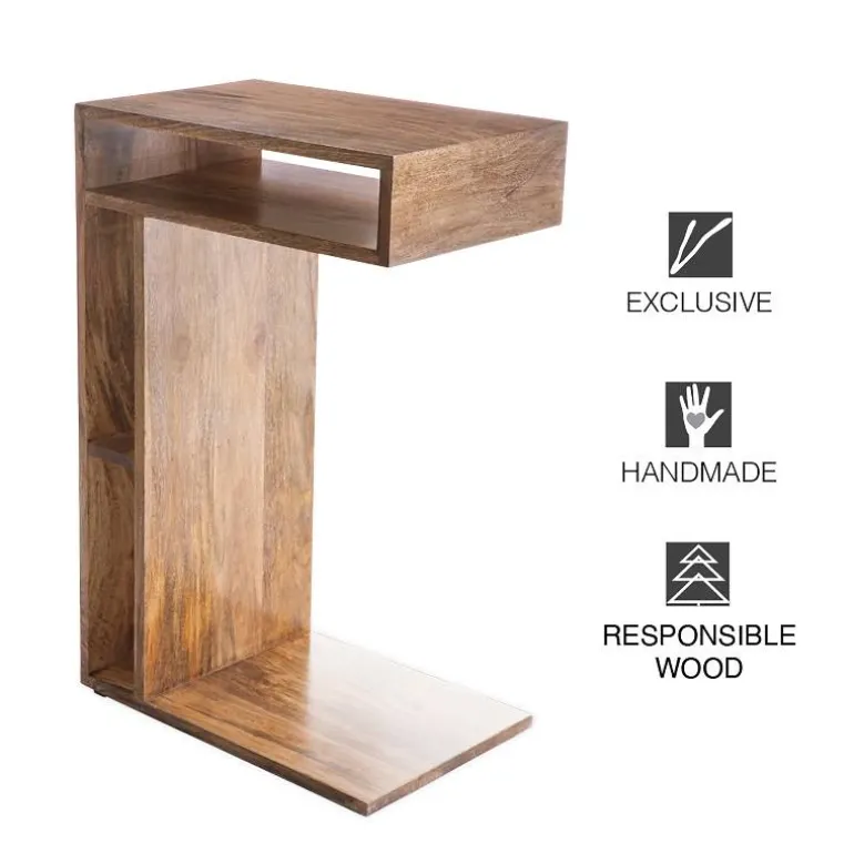 Mango Wood Sofa Slider End Table