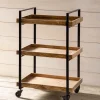 Mango Wood 3-Tier Rolling Storage Cart