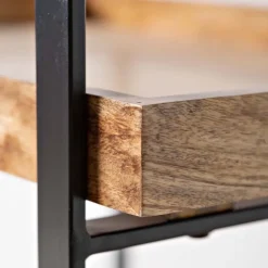 Mango Wood 3-Tier Rolling Storage Cart