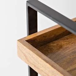 Mango Wood 3-Tier Rolling Storage Cart