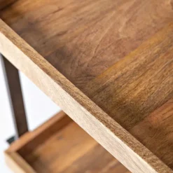Mango Wood 3-Tier Rolling Storage Cart