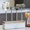 Marble and Wood Bar Set