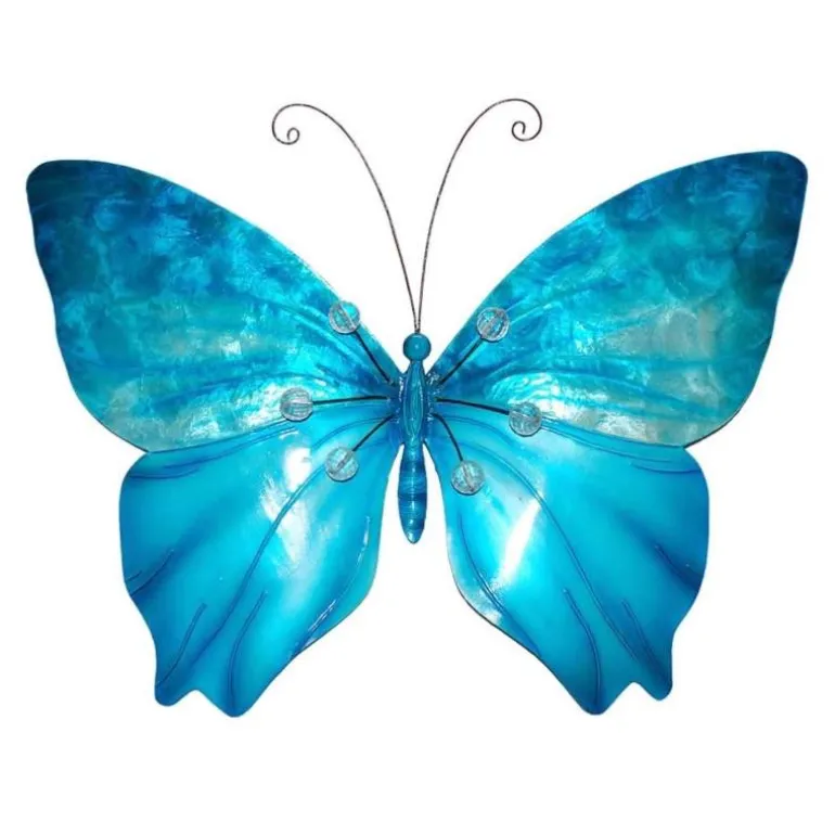 Metal and Capiz Butterfly Wall Decor - Blue