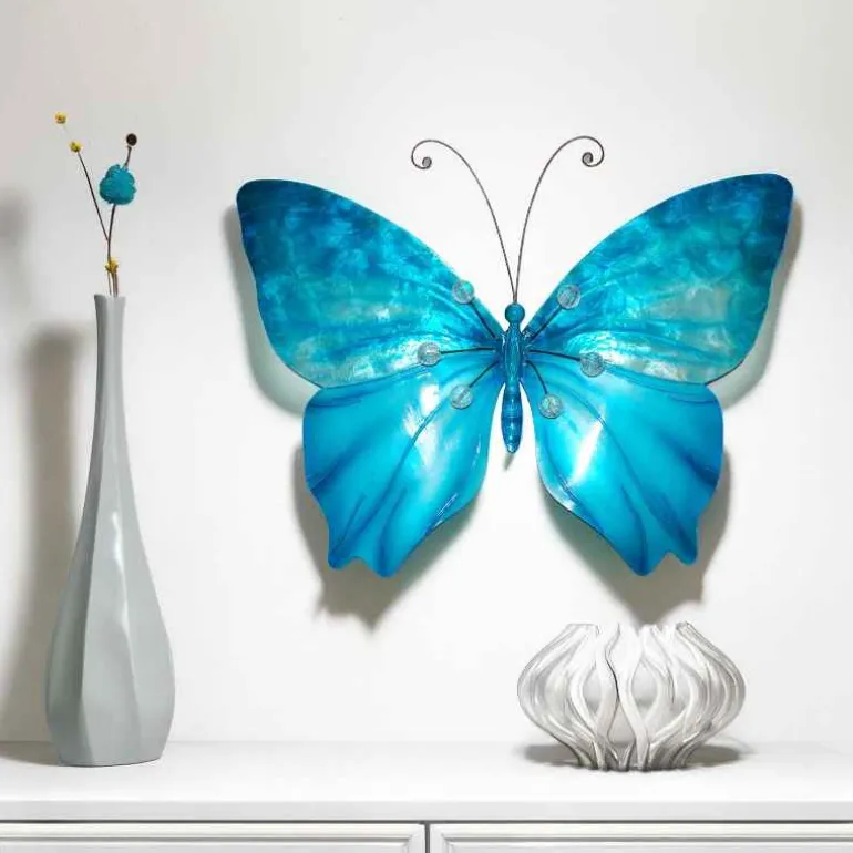 Metal and Capiz Butterfly Wall Decor - Blue