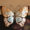 Metal and Capiz Butterfly Wall Decor - Copper with Aqua