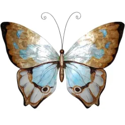 Metal and Capiz Butterfly Wall Decor - Copper with Aqua