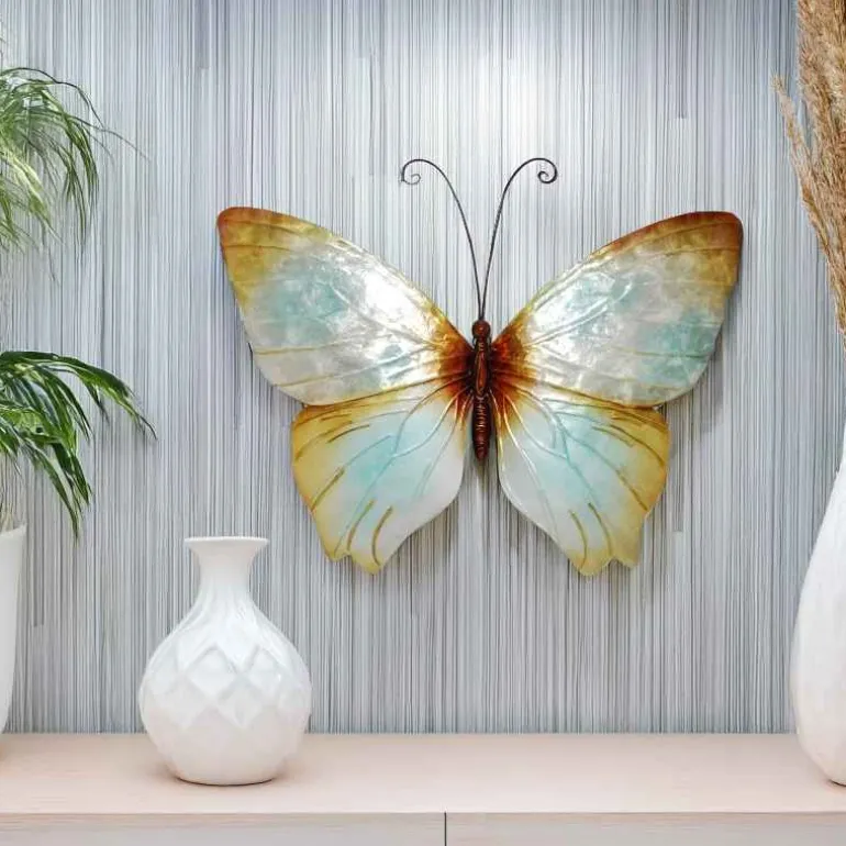 Metal and Capiz Butterfly Wall Decor - Pearl