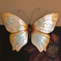 Metal and Capiz Butterfly Wall Decor - Pearl