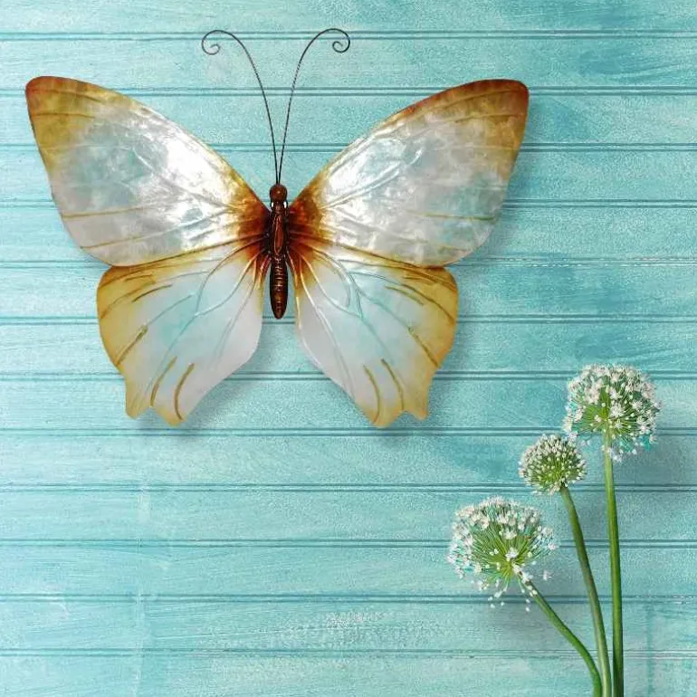 Metal and Capiz Butterfly Wall Decor - Pearl