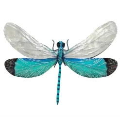 Metal and Capiz Dragonfly Wall Decor - Aqua