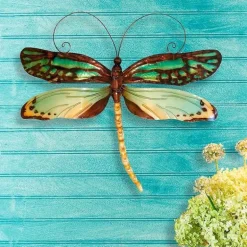 Metal and Capiz Dragonfly Wall Decor - Green