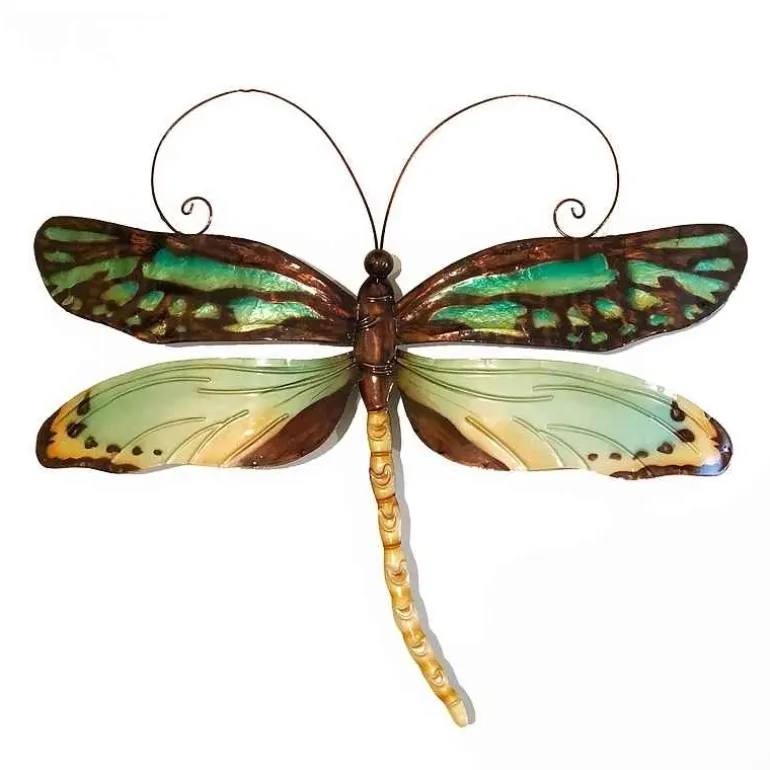 Metal and Capiz Dragonfly Wall Decor - Green
